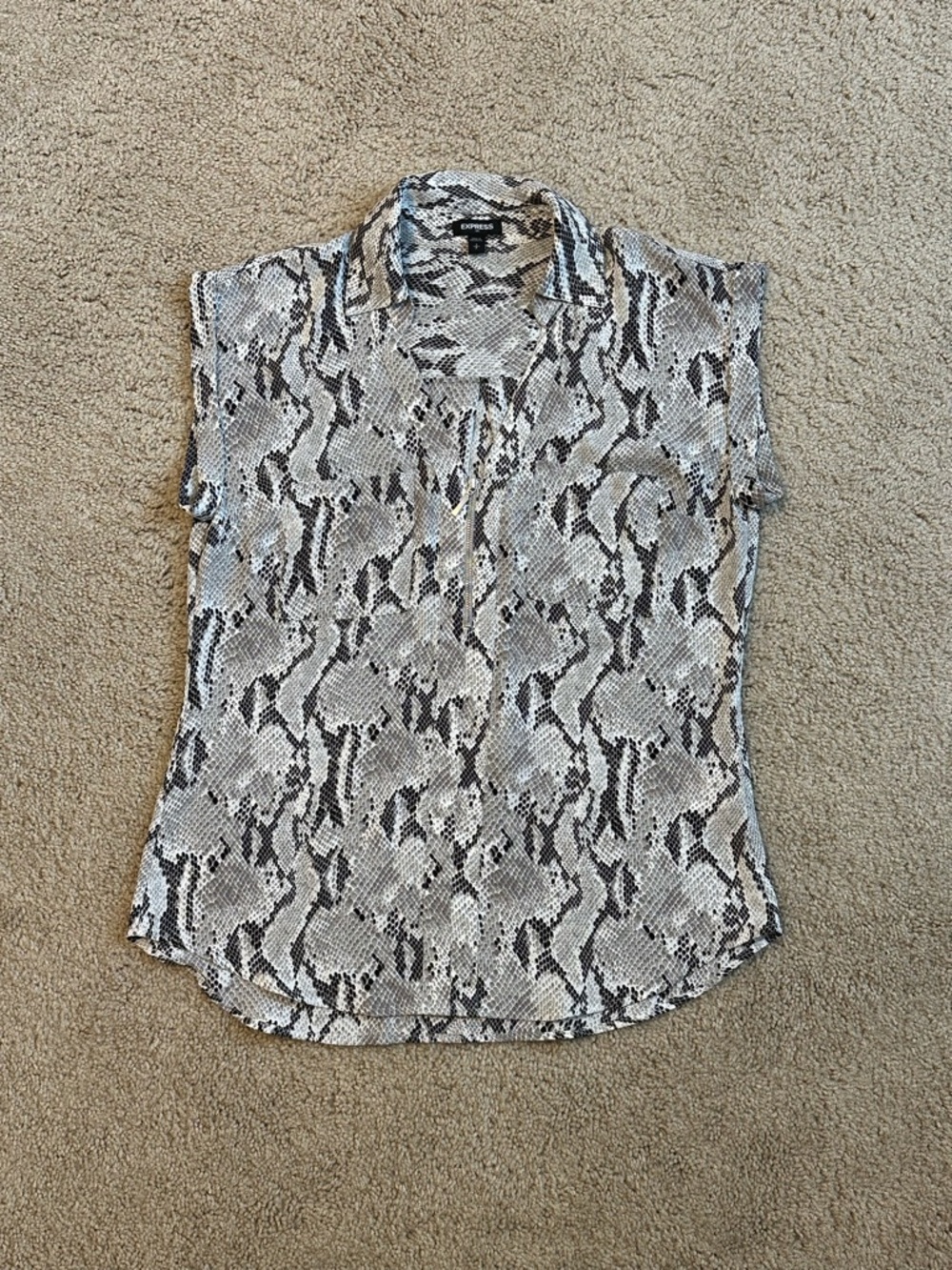 Express Snake-Print Button-Down Shirt in Black and White
